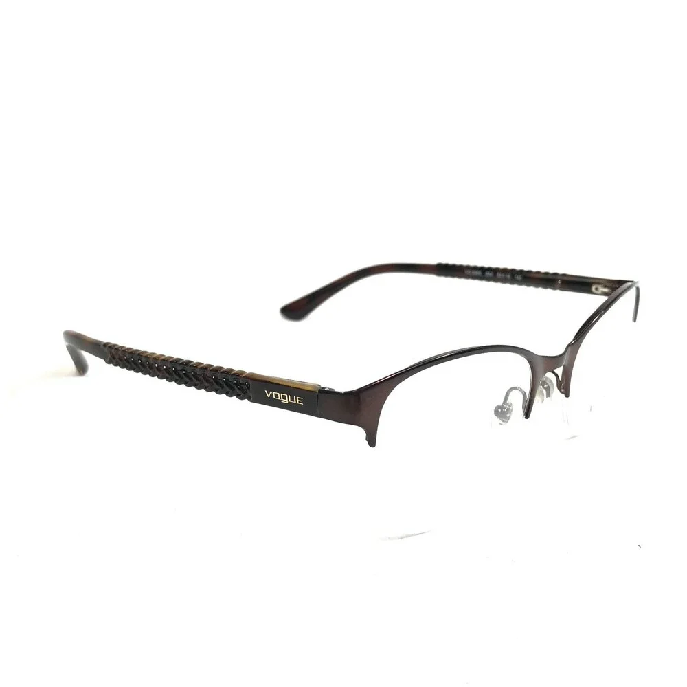 Vogue Eyeglasses Frames VO3998 934 Brown Round Cat Eye Half Rim 52-19-140